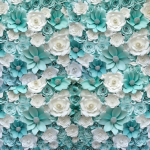 Teal Tiffany Green Blue Flower Fabric Wall